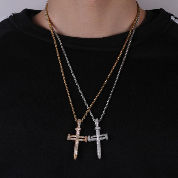 Thic Nail Cross Pendant - 18k Gold