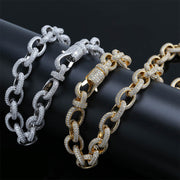 15mm Iced Link Chain - Gold